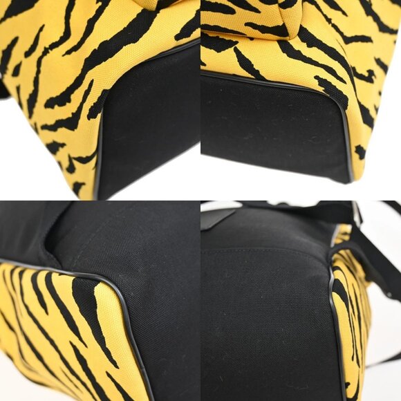 Saint Laurent Logo Zebra Backpack Bag Canvas Leather Yellow Black 85RL233 - Picture 7 of 16